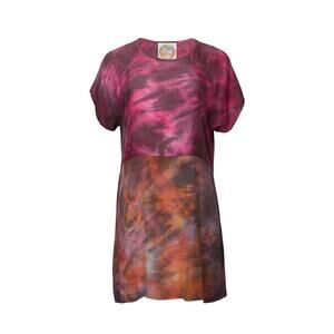NEW HALEY SOLAR tie-dyed colorblocked silk mini dress in pink/aura